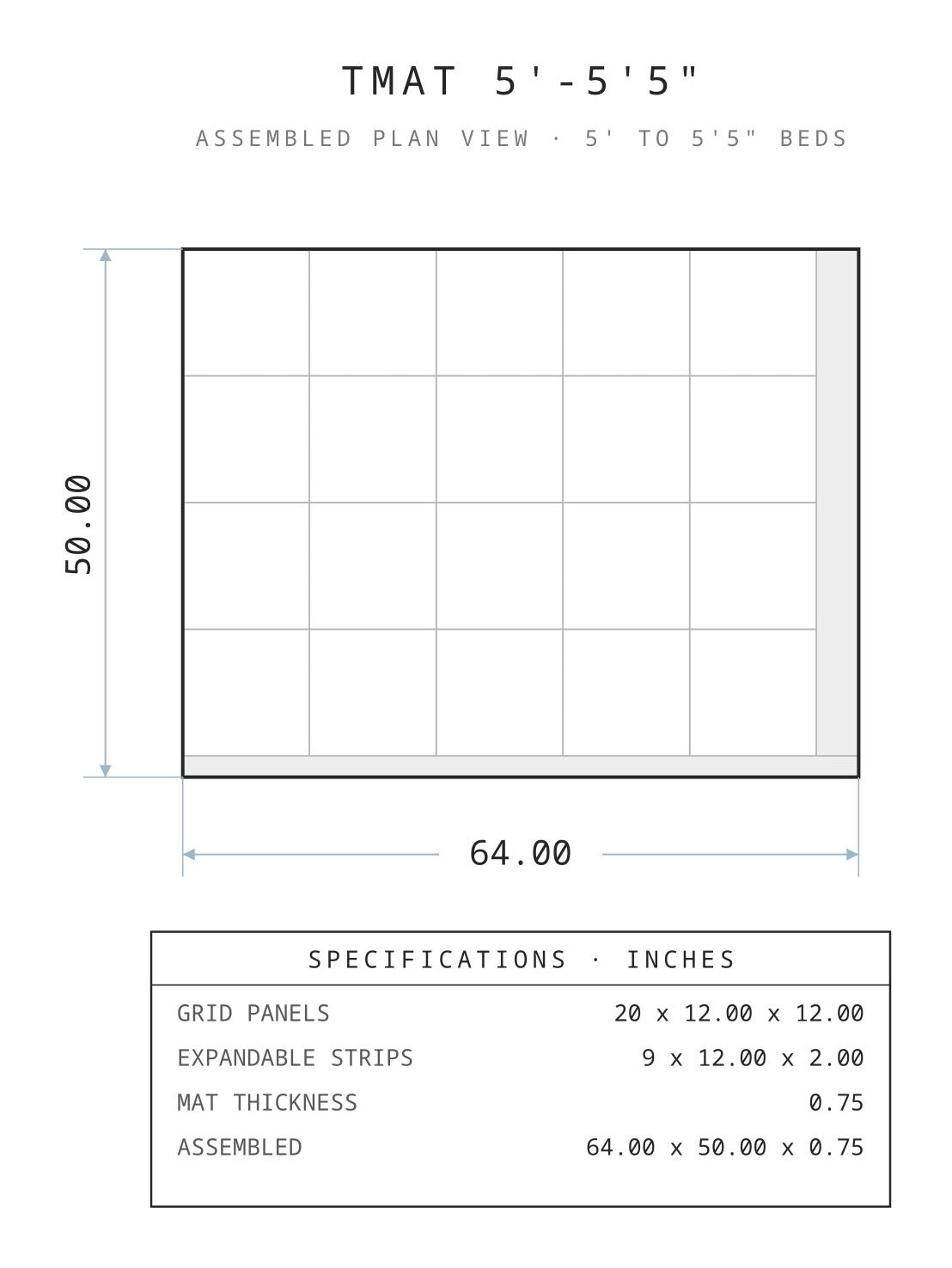 Tmat assembled dimensions