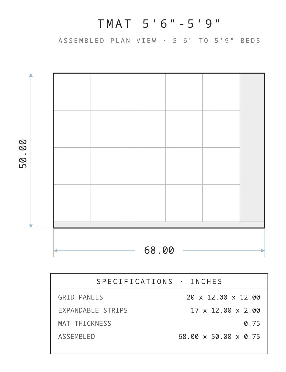 Tmat assembled dimensions