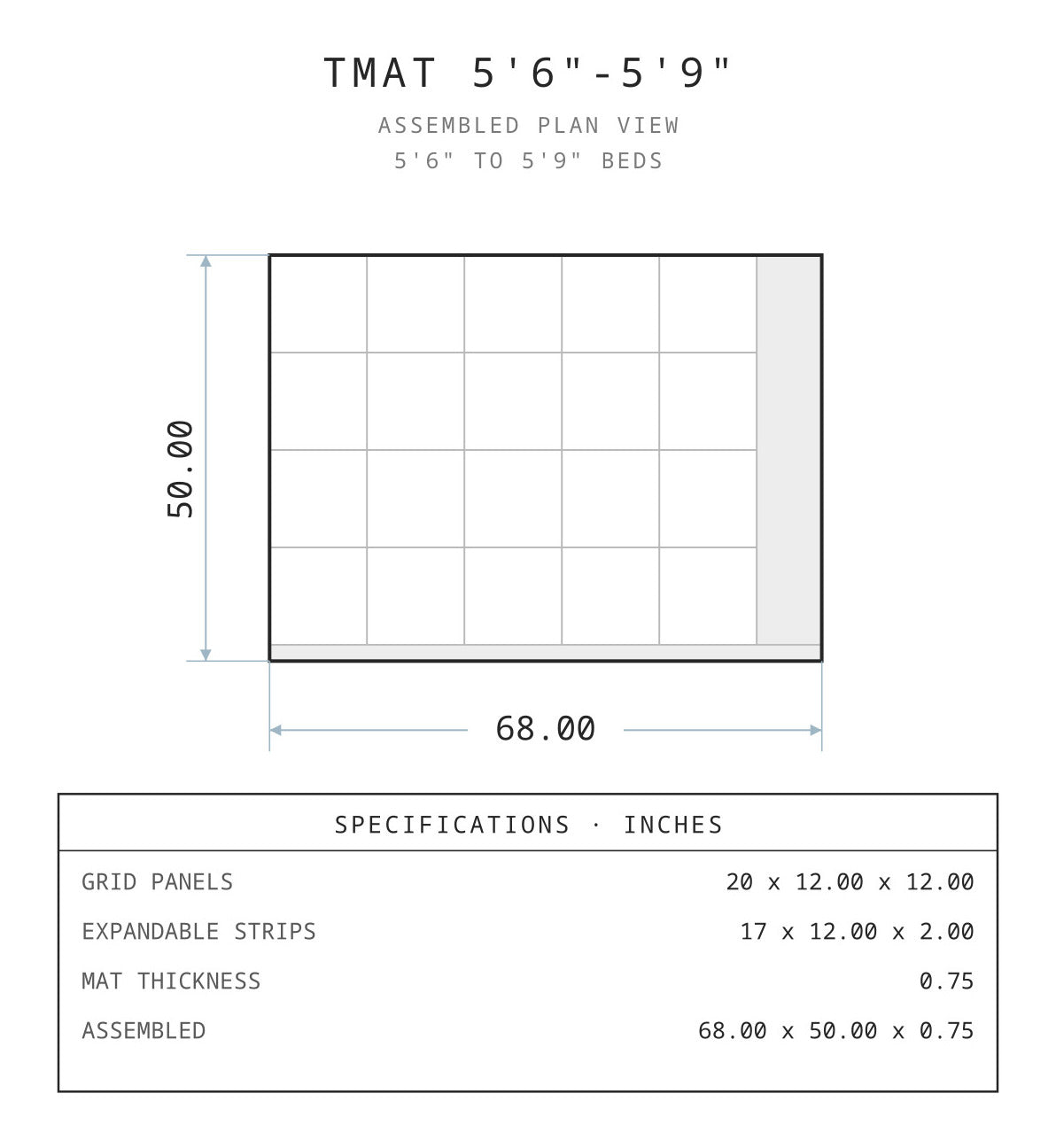 Tmat assembled dimensions