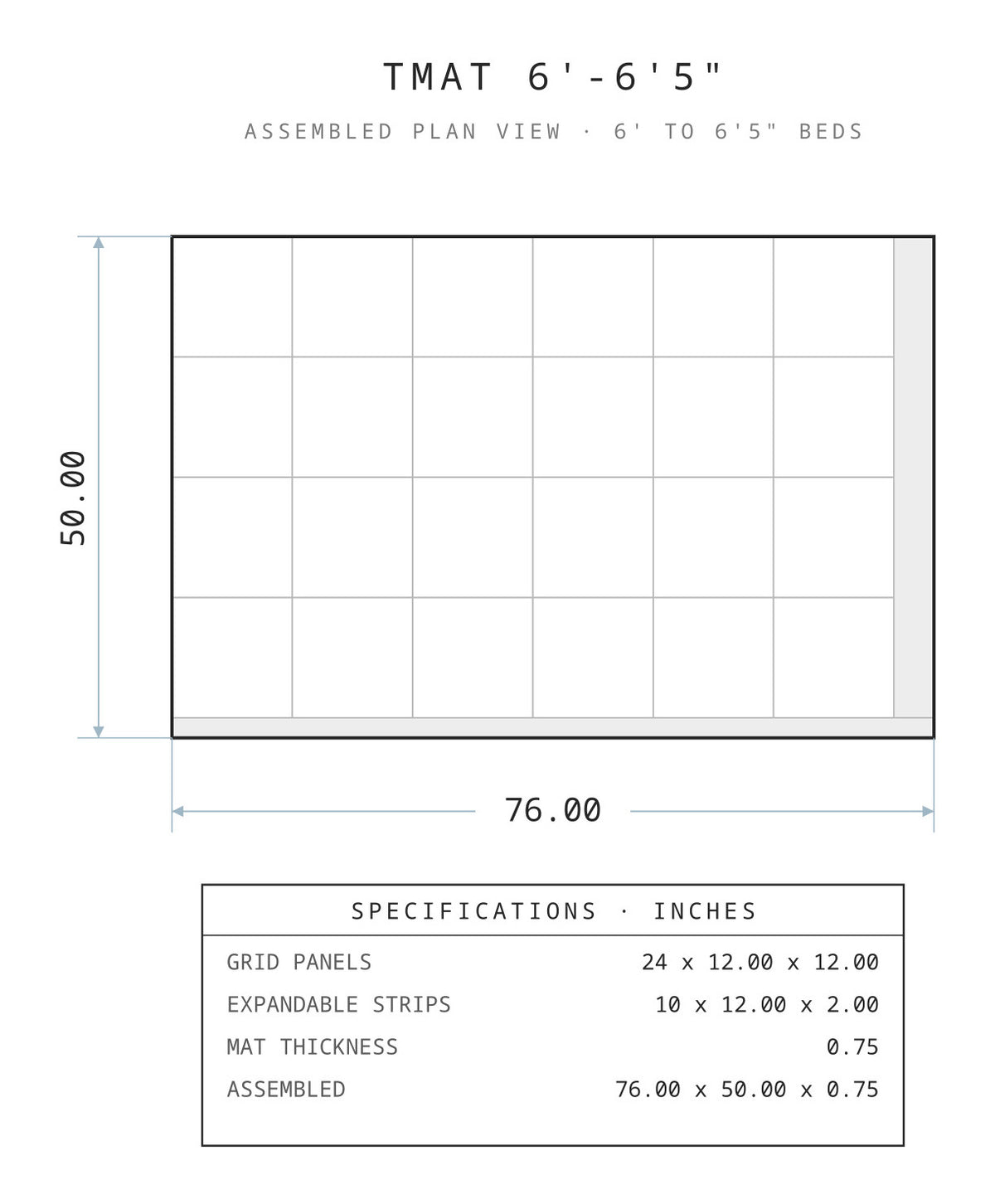 Tmat assembled dimensions