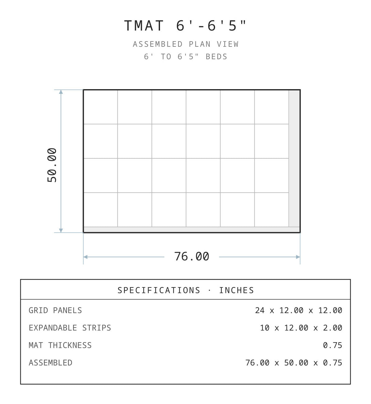 Tmat assembled dimensions