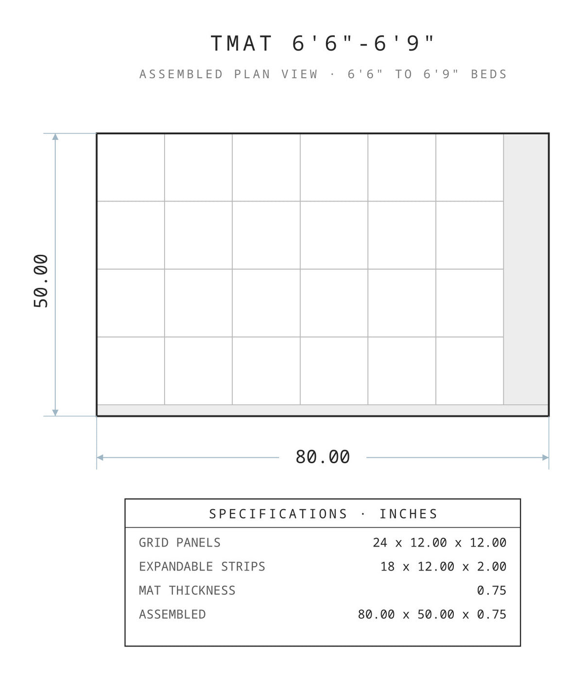Tmat assembled dimensions