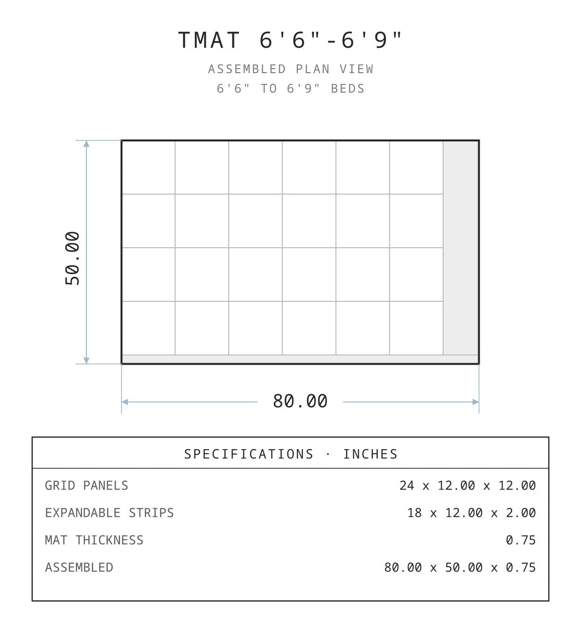 Tmat assembled dimensions