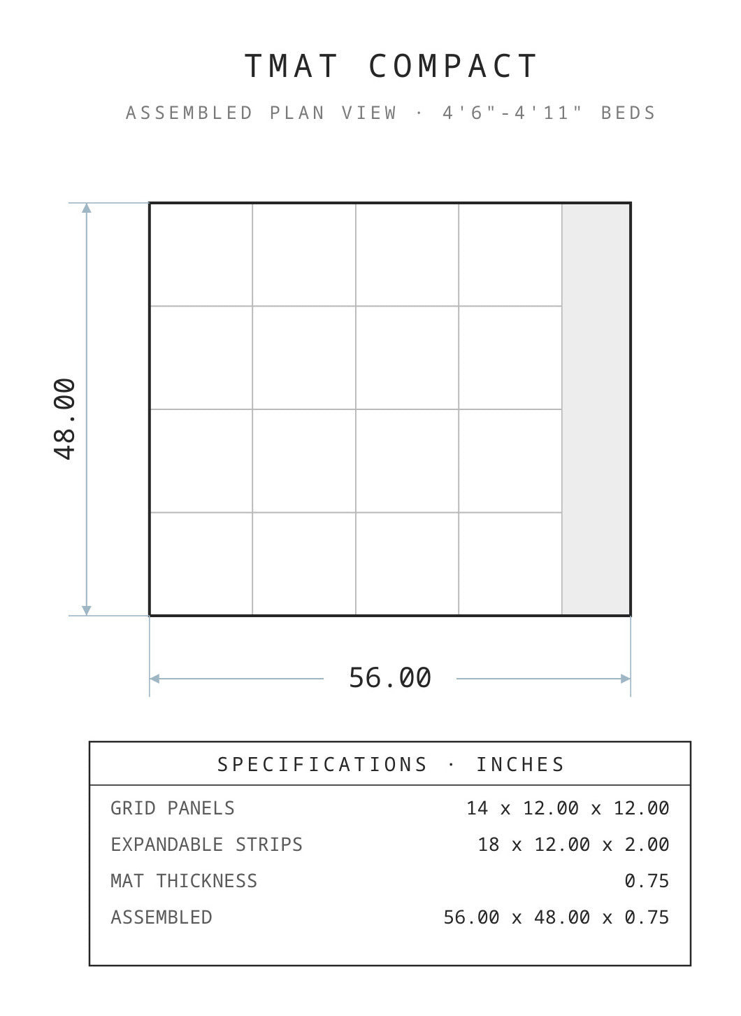 Tmat assembled dimensions