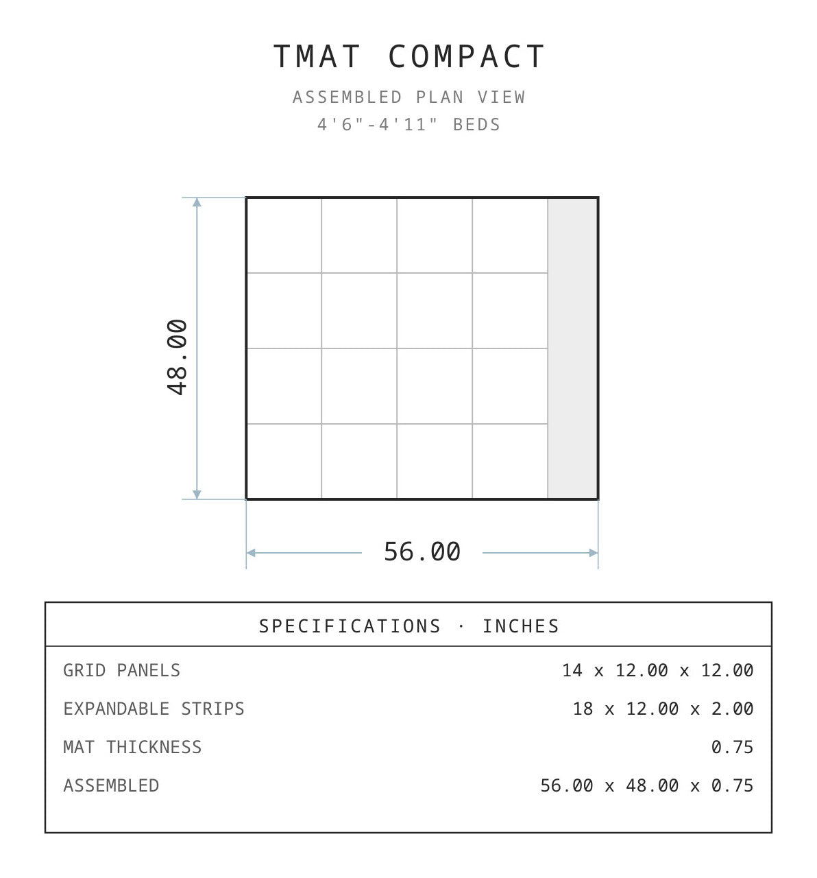 Tmat assembled dimensions