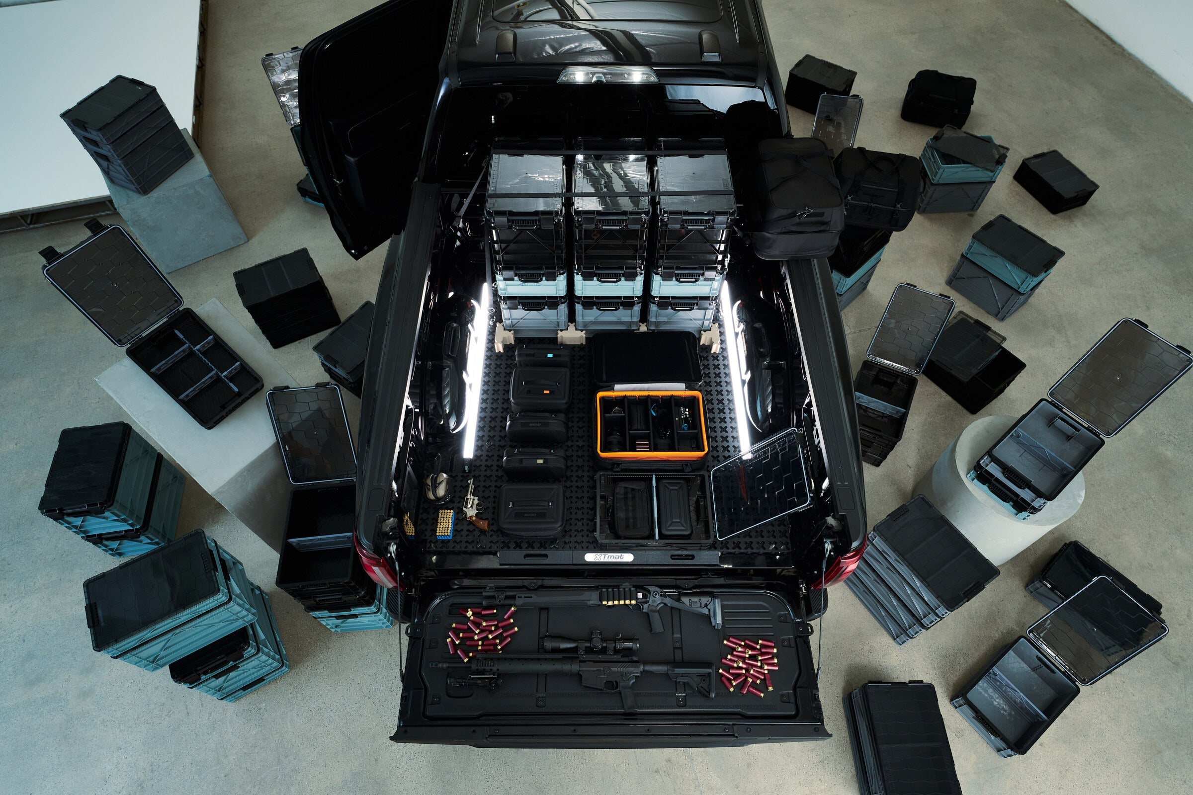 Tmat truck bed organizer in use